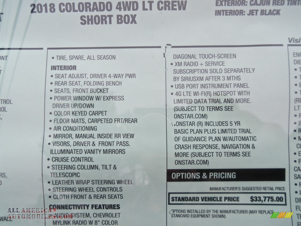 2018 Colorado LT Crew Cab 4x4 - Cajun Red Tintcoat / Jet Black photo #10