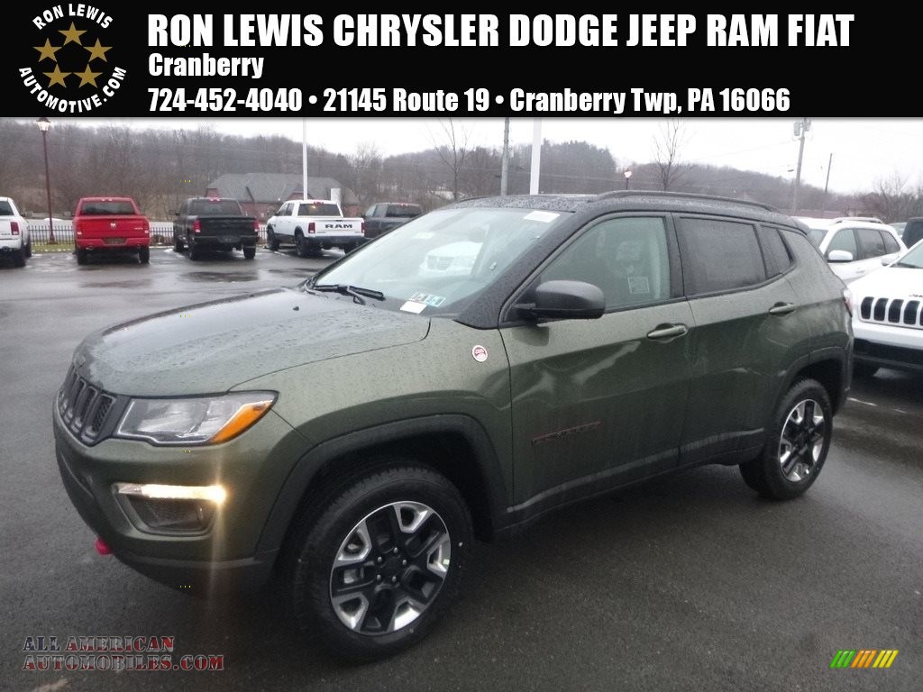 Olive Green Pearl / Black/Ruby Red Jeep Compass Trailhawk 4x4