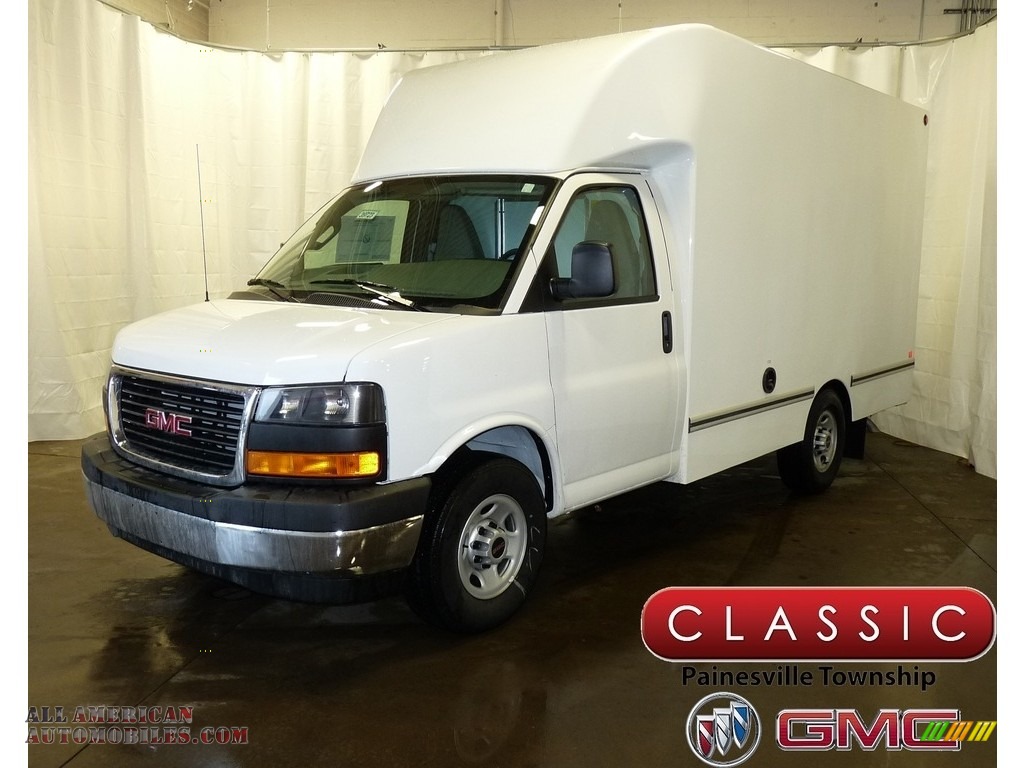 Summit White / Pewter GMC Savana Cutaway 3500 Commercial Moving Truck