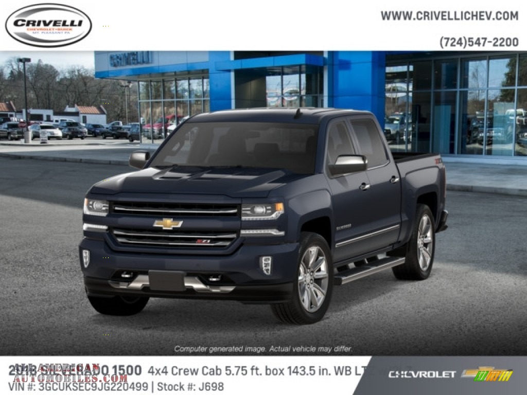 2018 Silverado 1500 LTZ Crew Cab 4x4 - Centennial Blue Metallic / Jet Black photo #1