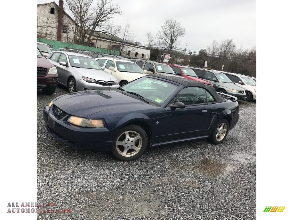 2002 Mustang V6 Convertible - Sonic Blue Metallic / Dark Charcoal photo #1