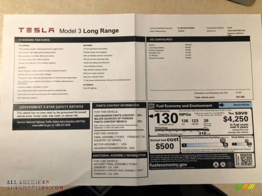 2018 Model 3 Long Range - Red Multi-Coat / Black photo #5