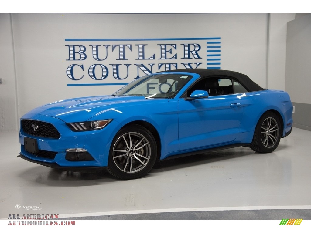 2017 Mustang EcoBoost Premium Convertible - Grabber Blue / Ebony photo #1