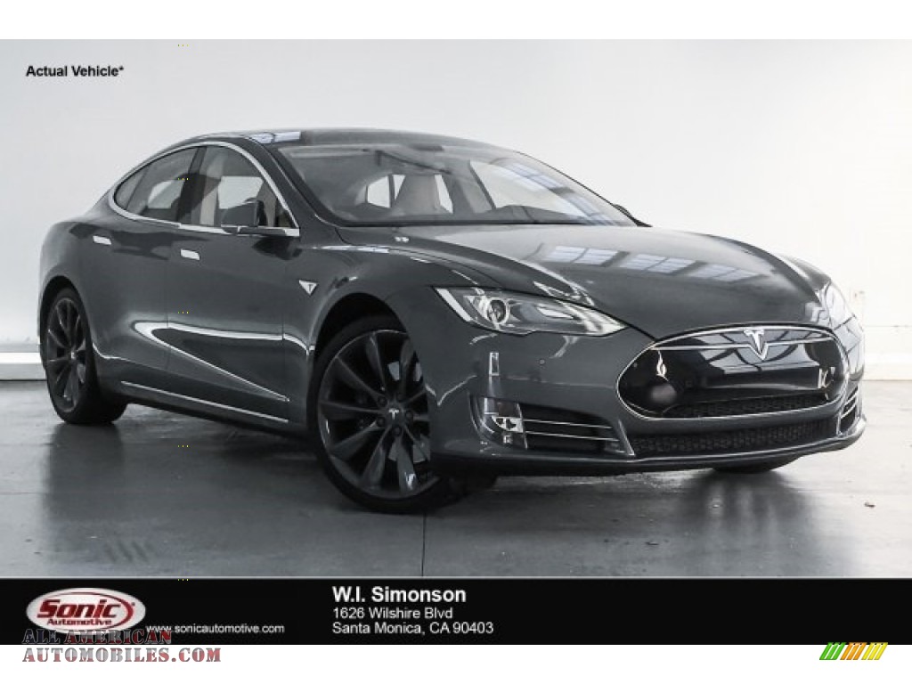 Grey Metallic / Tan Tesla Model S P85D Performance