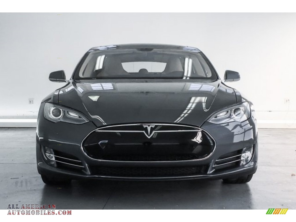 2014 Model S P85D Performance - Grey Metallic / Tan photo #2