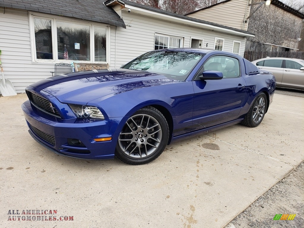 2013 Mustang V6 Premium Coupe - Deep Impact Blue Metallic / Stone photo #2
