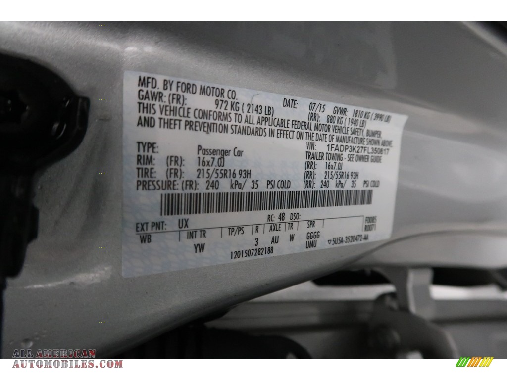 2015 Focus SE Hatchback - Ingot Silver Metallic / Charcoal Black photo #37