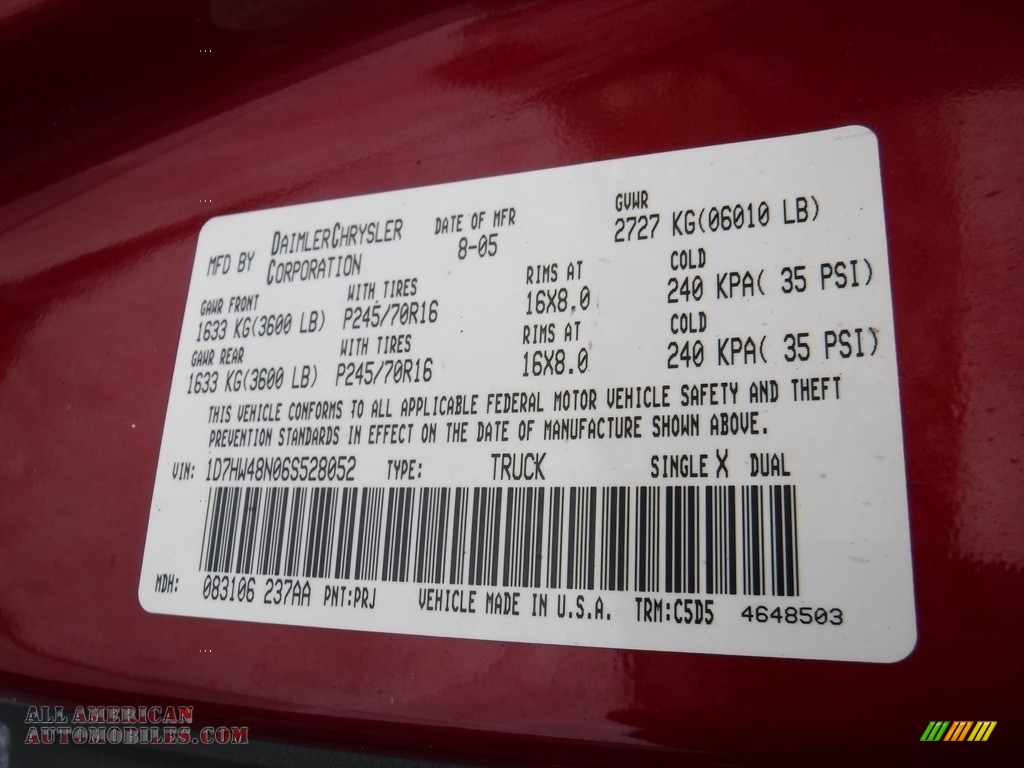 2006 Dakota SLT Quad Cab 4x4 - Inferno Red Crystal Pearl / Medium Slate Gray photo #22