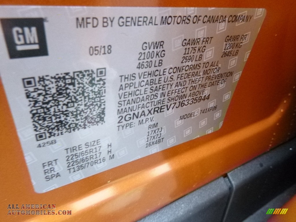 2018 Equinox LS AWD - Orange Burst Metallic / Medium Ash Gray photo #16