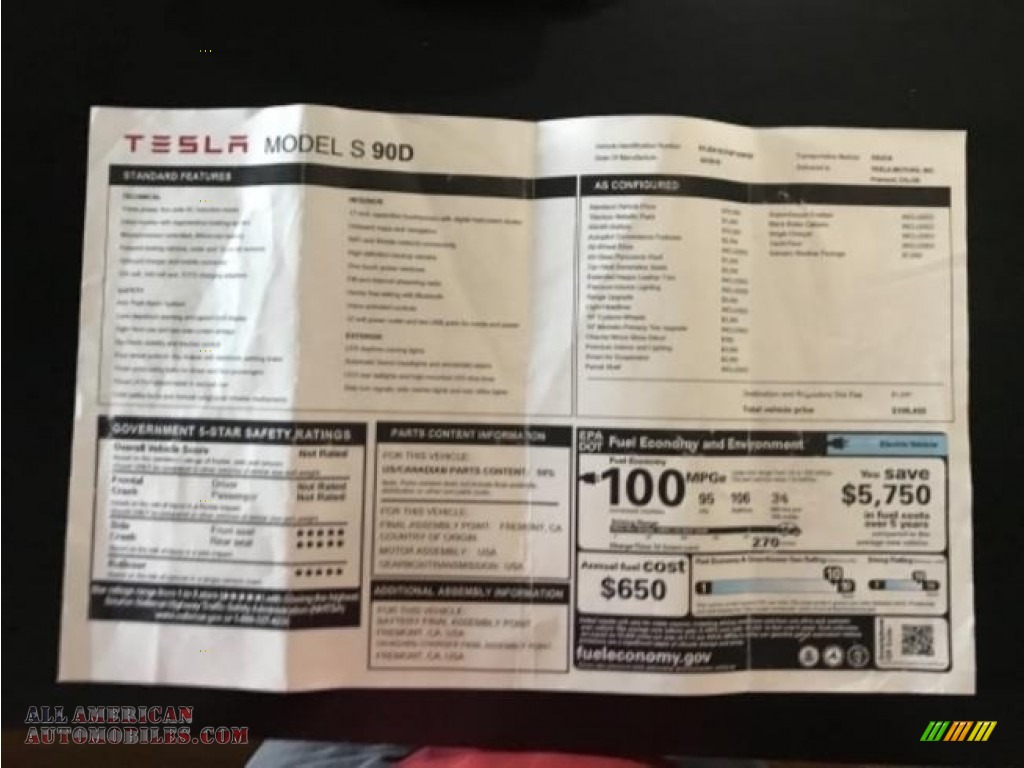 2016 Model S 90D - Titanium Metallic / Tan photo #7
