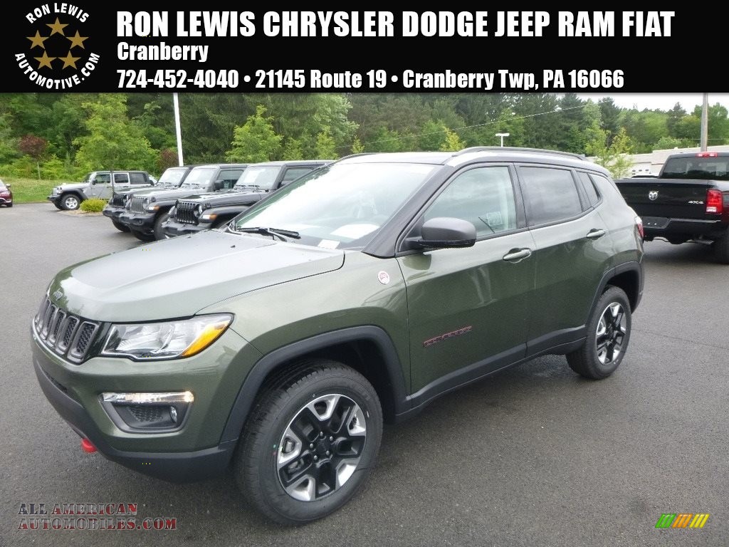 Olive Green Pearl / Black/Ruby Red Jeep Compass Trailhawk 4x4