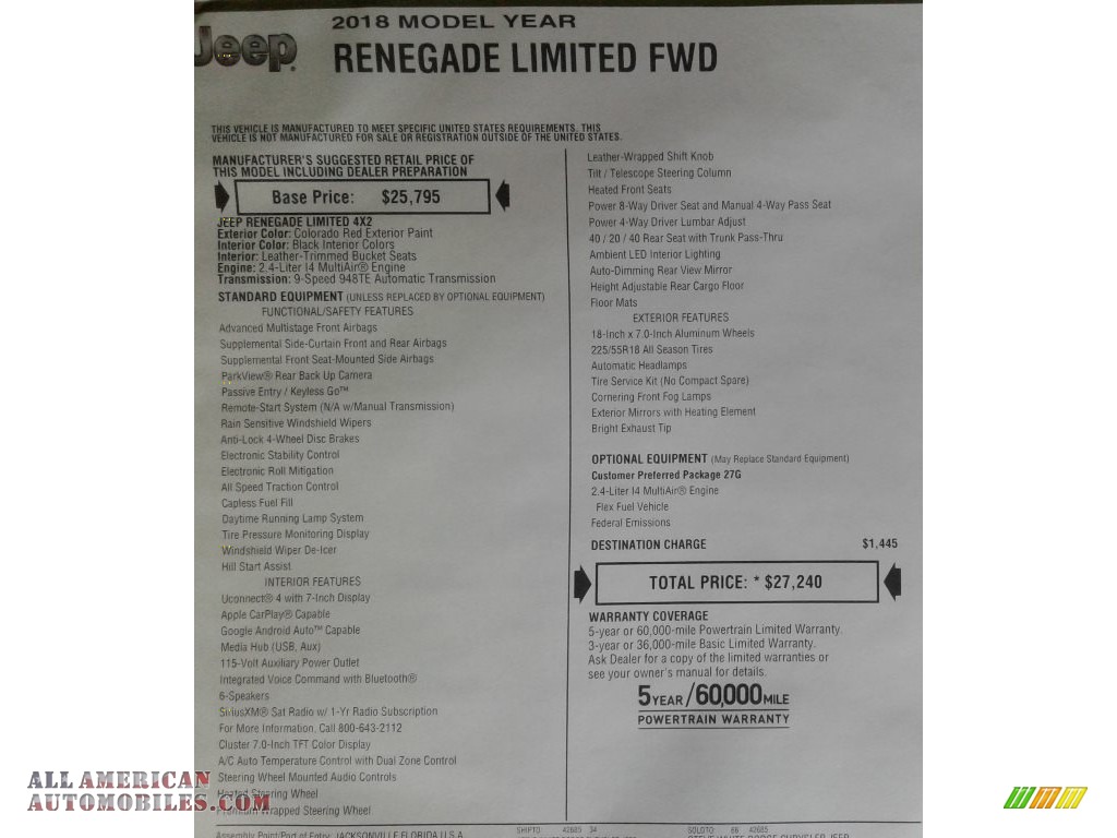 2018 Renegade Limited - Colorado Red / Black photo #31