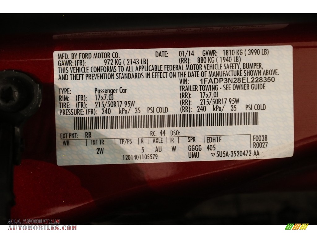 2014 Focus Titanium Hatchback - Ruby Red / Charcoal Black photo #19
