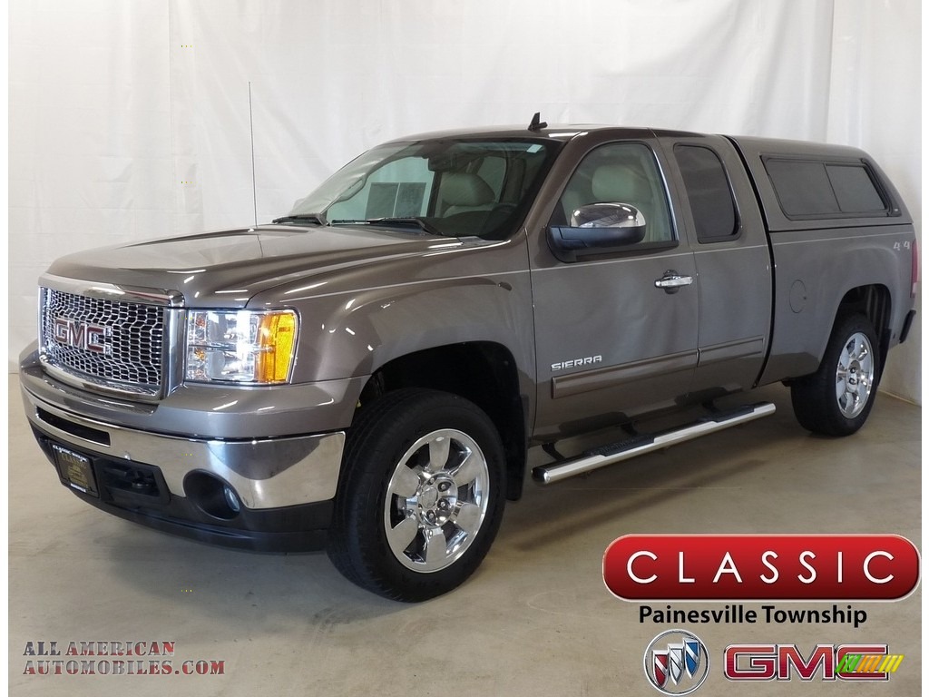 2011 Sierra 1500 SLE Extended Cab 4x4 - Mocha Steel Metallic / Ebony/Light Cashmere photo #1