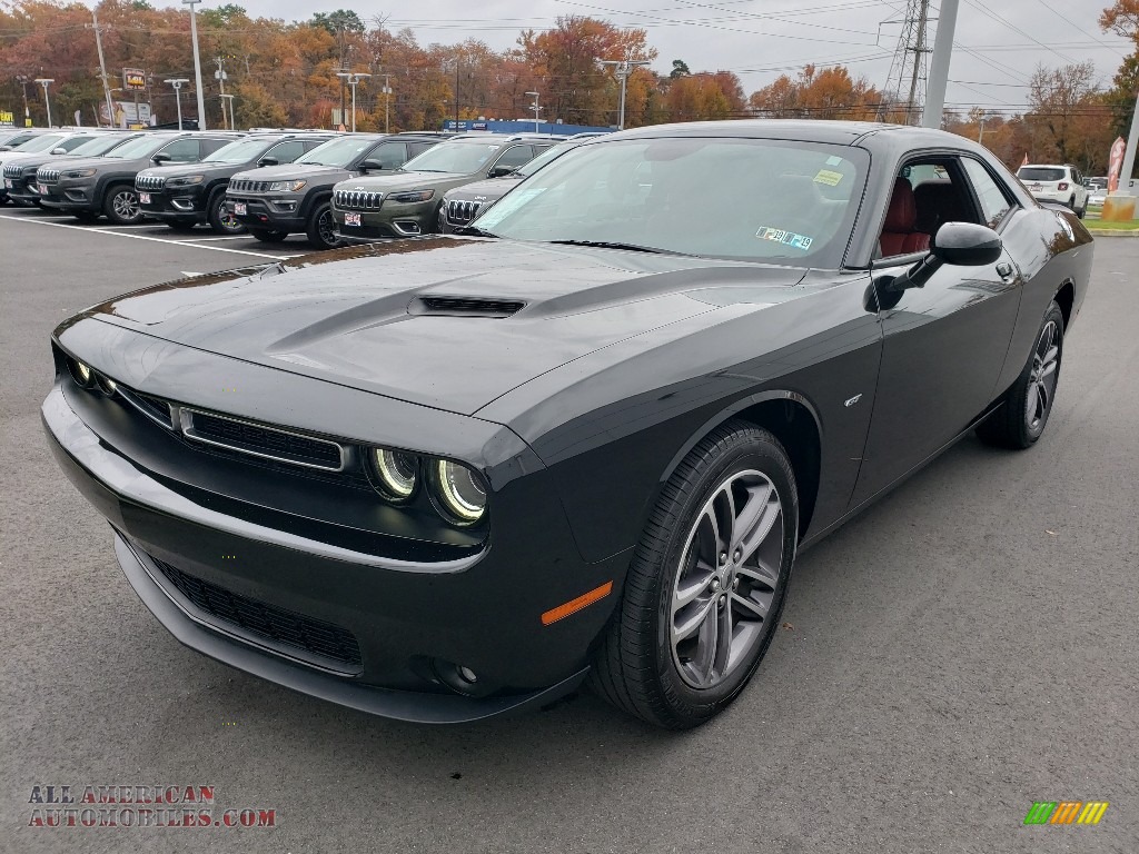 2018 Challenger GT AWD - Pitch Black / Black/Ruby Red photo #3