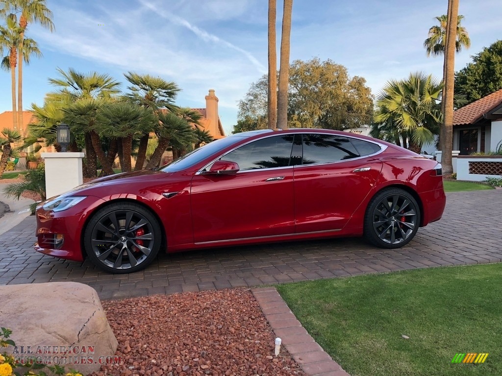 2018 Model S P100D - Red Multi-Coat / Parchment photo #28