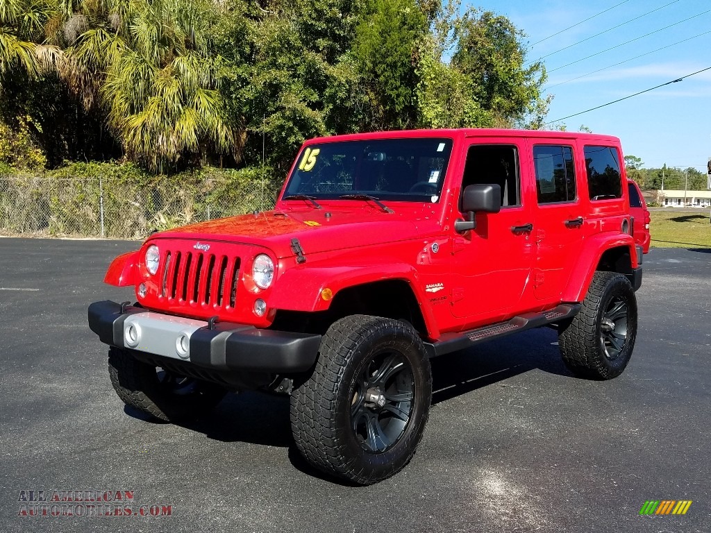 Firecracker Red / Black/Dark Saddle Jeep Wrangler Unlimited Sahara 4x4