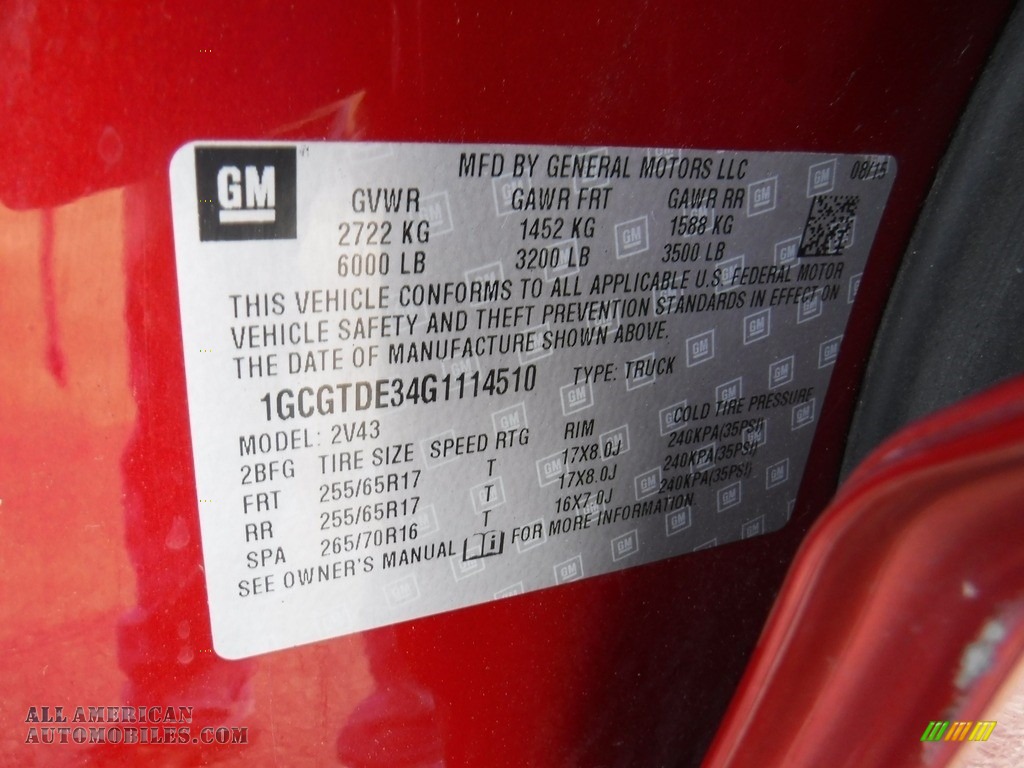 2016 Colorado Z71 Crew Cab 4x4 - Red Rock Metallic / Jet Black photo #33