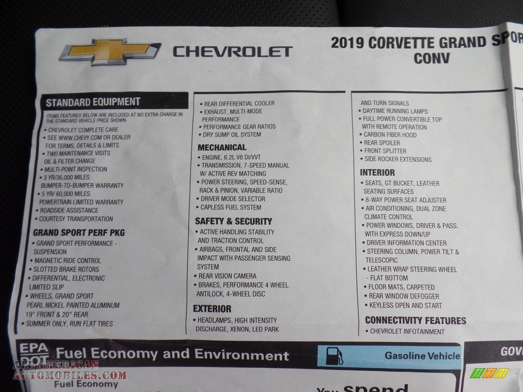2019 Corvette Grand Sport Convertible - Corvette Racing Yellow Tintcoat / Black photo #53