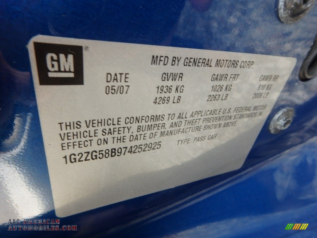 2007 G6 Sedan - Electric Blue Metallic / Ebony photo #14