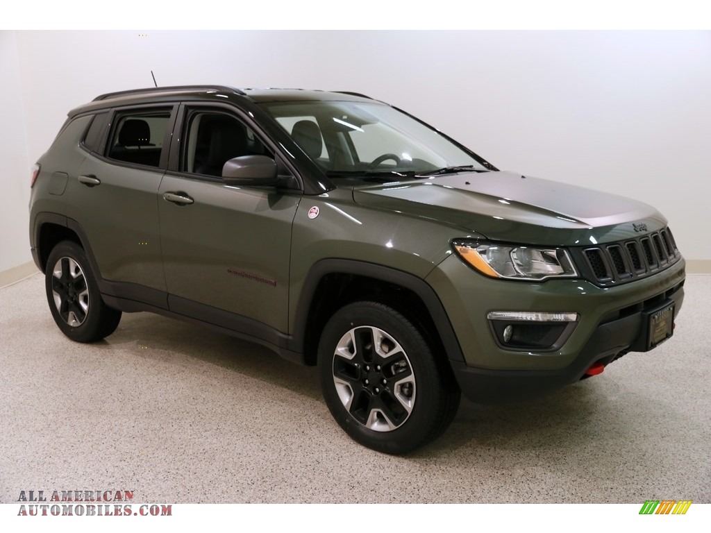 Olive Green Pearl / Black/Ruby Red Jeep Compass Trailhawk 4x4