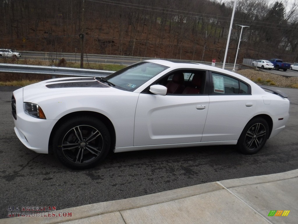 2013 Charger SXT AWD - Bright White / Black/Red photo #8