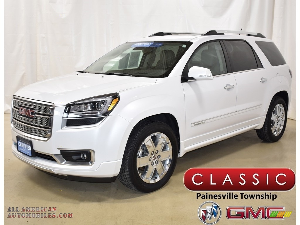 White Frost Tricoat / Cocoa Dune GMC Acadia Denali AWD