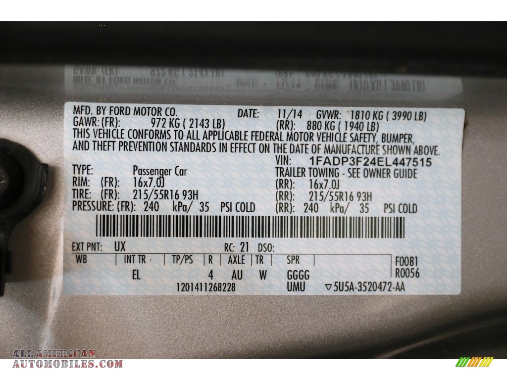 2014 Focus SE Sedan - Ingot Silver / Medium Light Stone photo #19