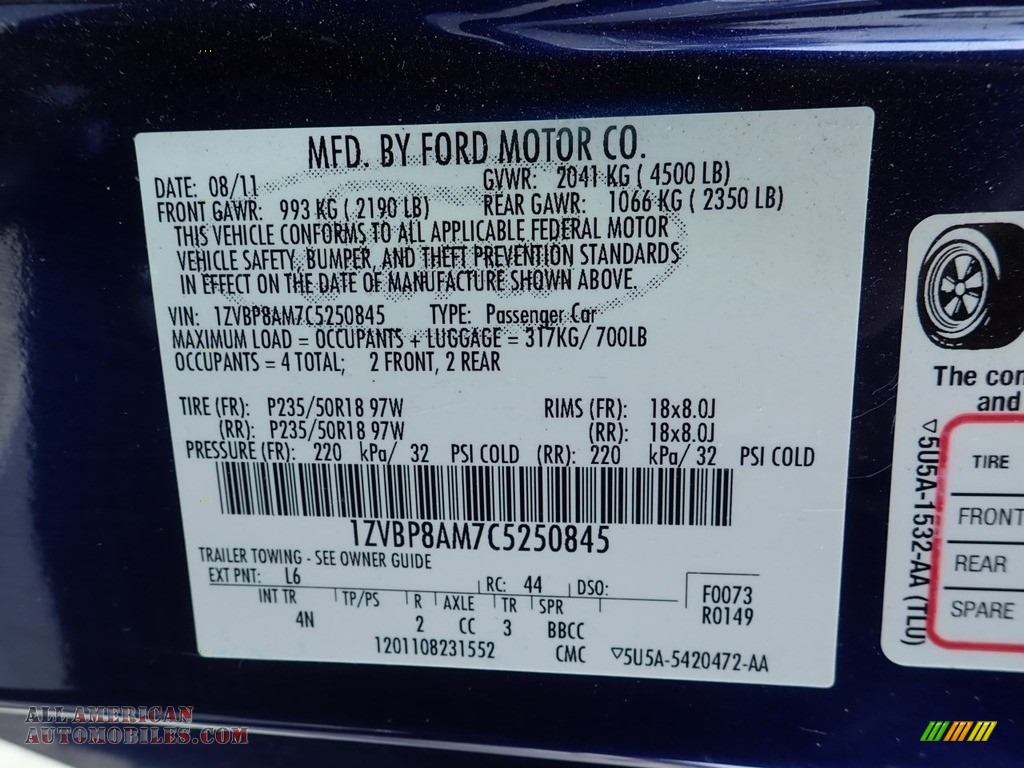 2012 Mustang V6 Premium Coupe - Kona Blue Metallic / Saddle photo #24
