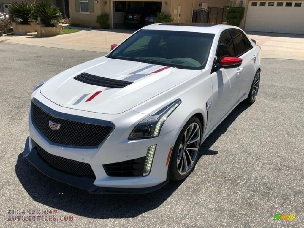 2018 CTS V Sedan - Crystal White Tricoat / Jet Black/Morello Red Accents photo #1