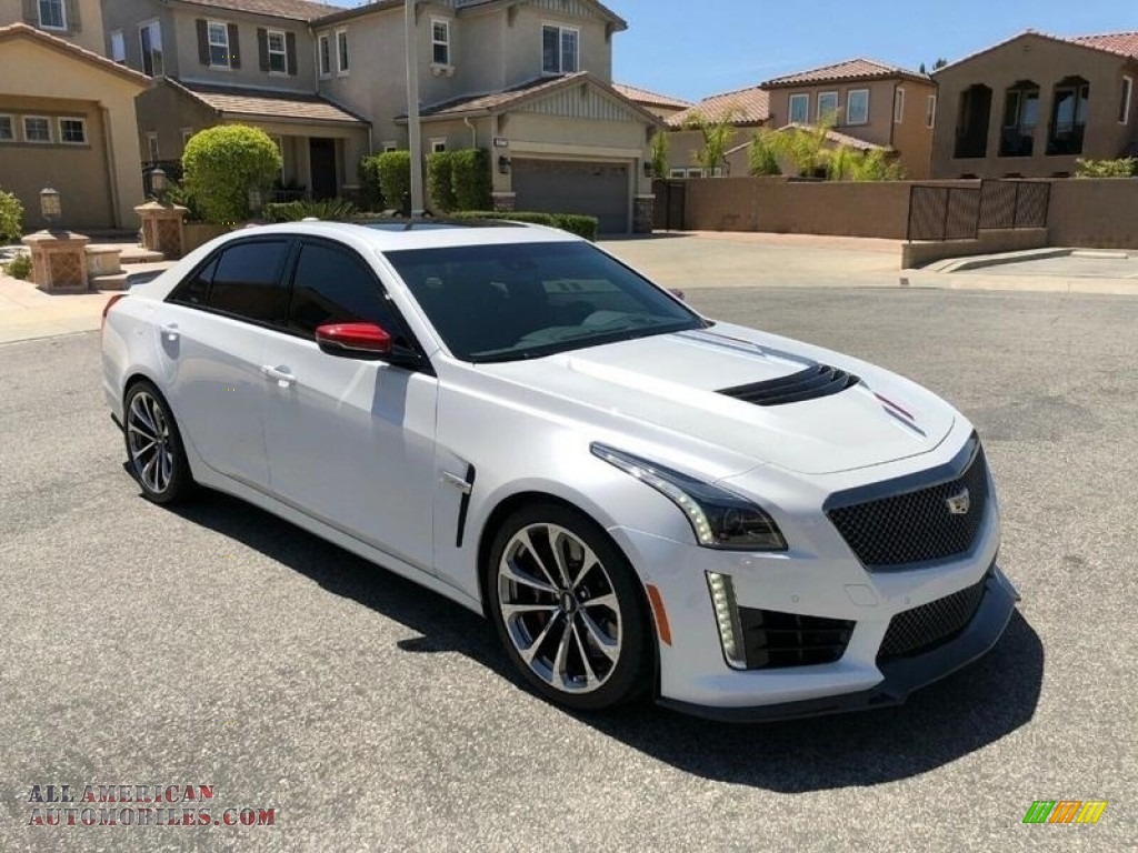 2018 CTS V Sedan - Crystal White Tricoat / Jet Black/Morello Red Accents photo #11
