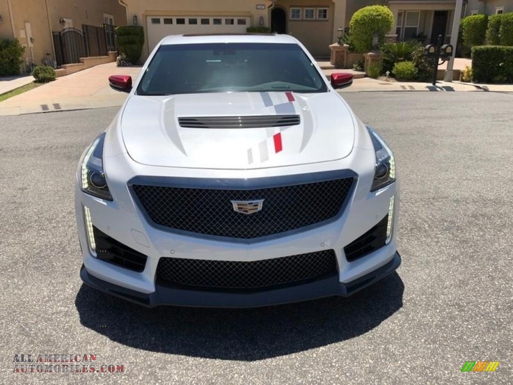 2018 CTS V Sedan - Crystal White Tricoat / Jet Black/Morello Red Accents photo #14