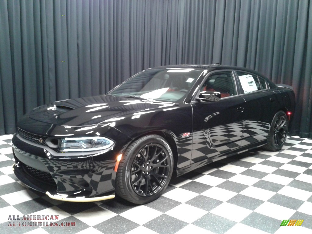 2019 Charger R/T Scat Pack - Pitch Black / Ruby Red/Black photo #2