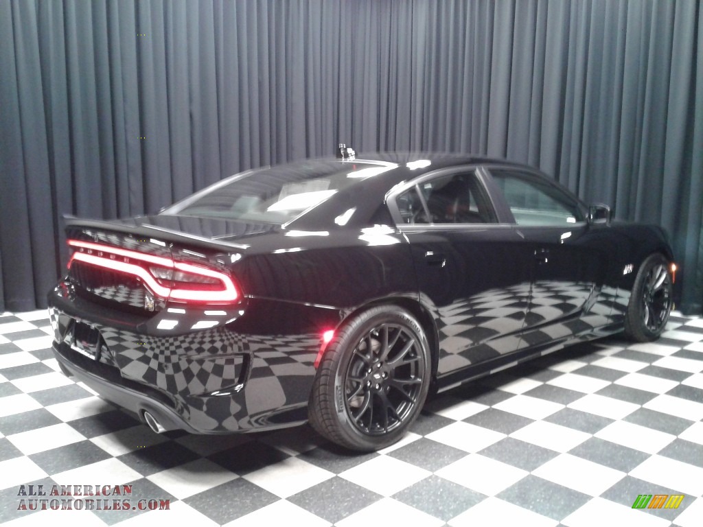 2019 Charger R/T Scat Pack - Pitch Black / Ruby Red/Black photo #6