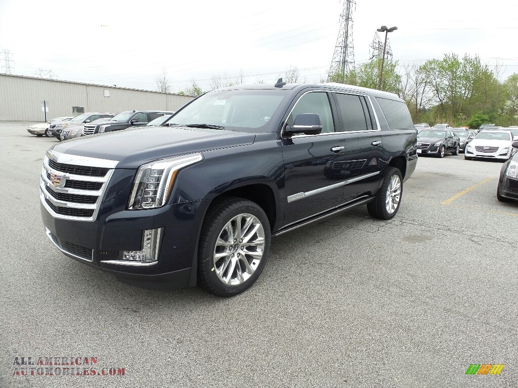 Dark Adriatic Blue Metallic / Kona Brown/Jet Black Accents Cadillac Escalade ESV Premium Luxury 4WD