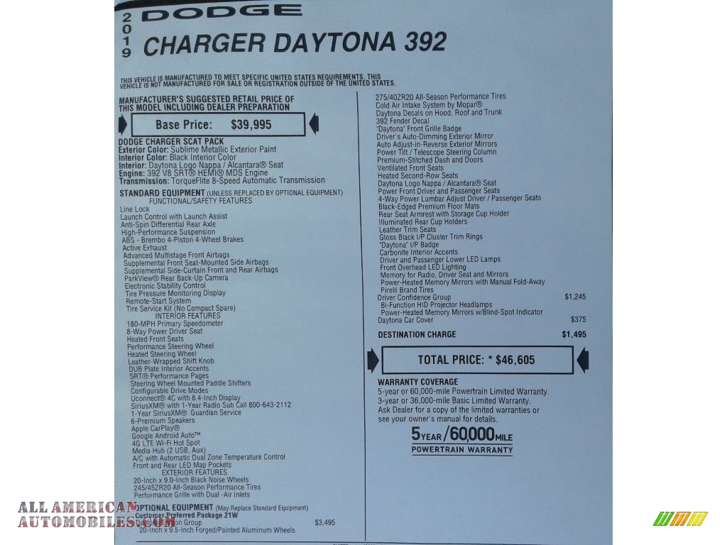 2019 Charger Daytona 392 - Sublime Metallic / Black photo #38