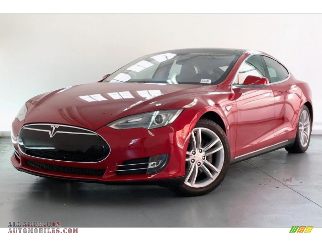 2013 Model S P85 Performance - Red Tesla Multi-Coat / Tan photo #12