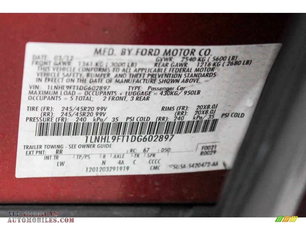 2013 MKS EcoBoost AWD - Ruby Red / Charcoal Black photo #39