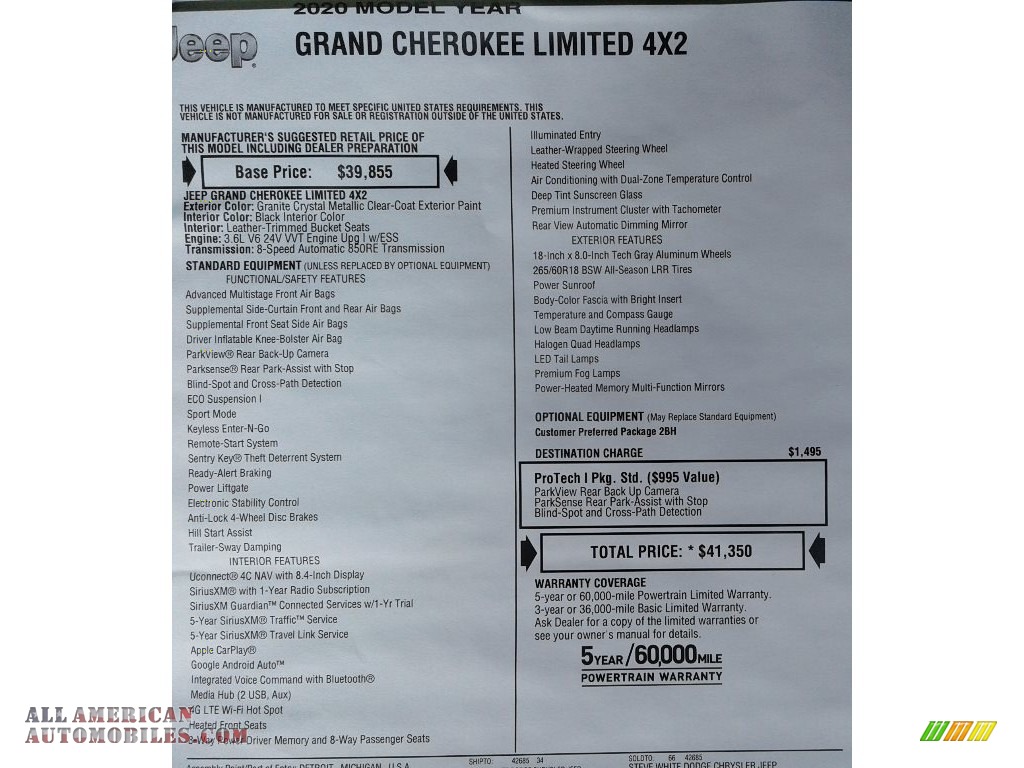 2020 Grand Cherokee Limited - Granite Crystal Metallic / Black photo #36