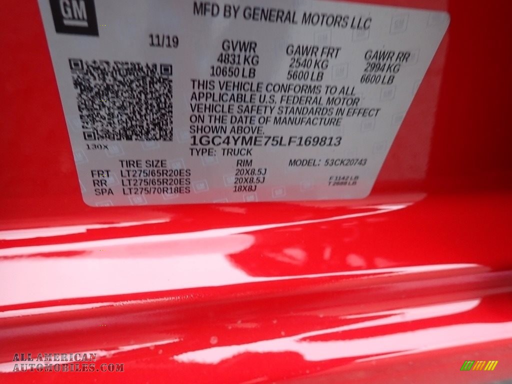 2020 Silverado 2500HD Custom Crew Cab 4x4 - Red Hot / Jet Black photo #16