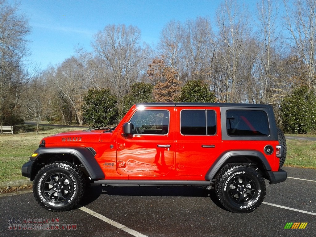 Firecracker Red / Black Jeep Wrangler Unlimited Willys 4x4