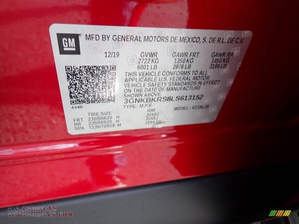 2020 Blazer RS AWD - Cajun Red Tintcoat / Jet Black photo #16