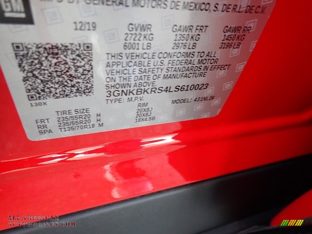 2020 Blazer RS AWD - Red Hot / Jet Black photo #16