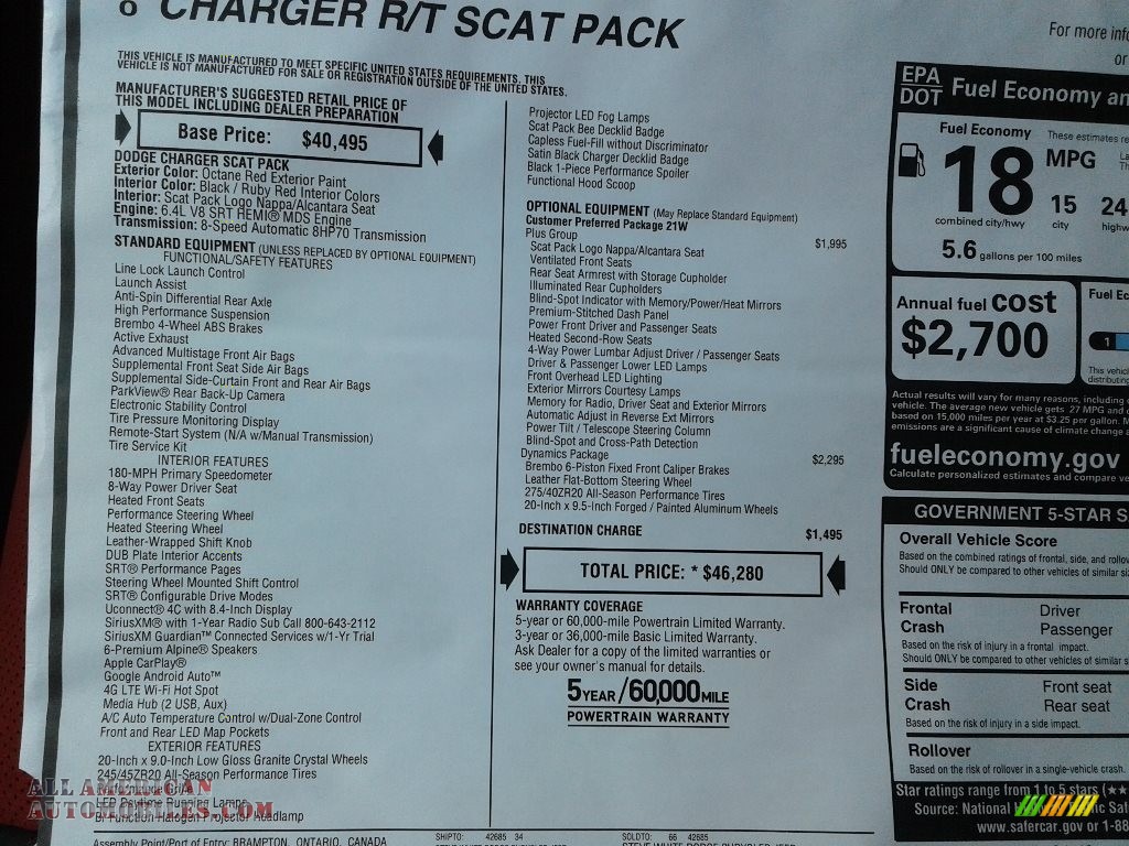 2020 Charger Scat Pack - Octane Red / Black/Ruby Red photo #28