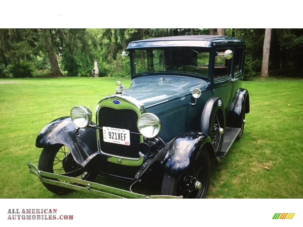 1929 Model A Tudor Sedan - Green/Black Fenders / White/Tan photo #2
