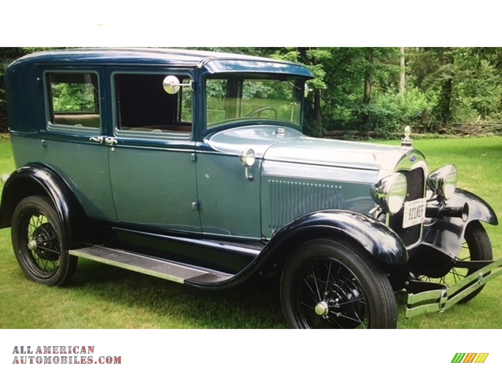 1929 Model A Tudor Sedan - Green/Black Fenders / White/Tan photo #3