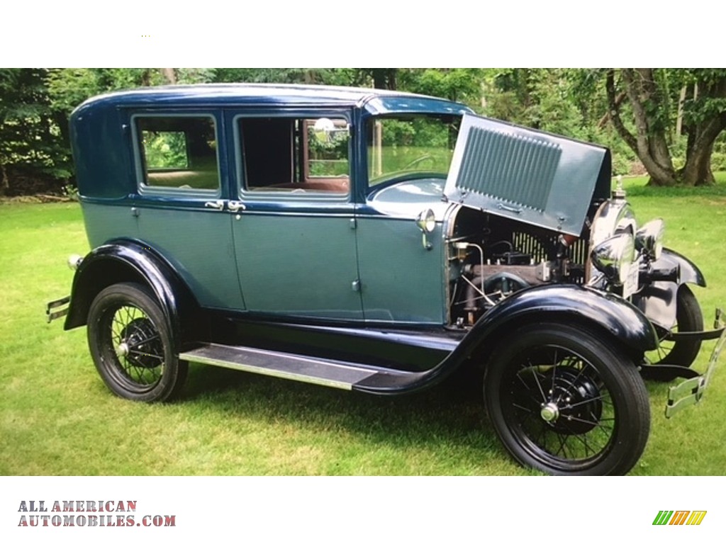 1929 Model A Tudor Sedan - Green/Black Fenders / White/Tan photo #5