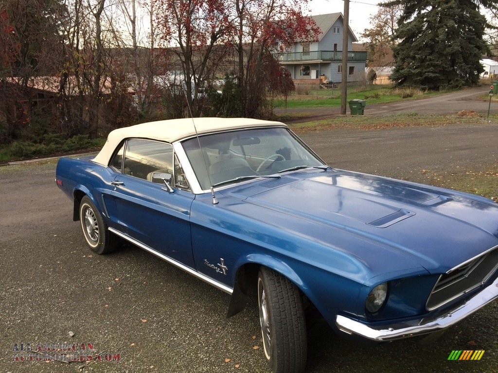 1968 Mustang Convertible - Acapulco Blue Metallic / Parchment photo #1