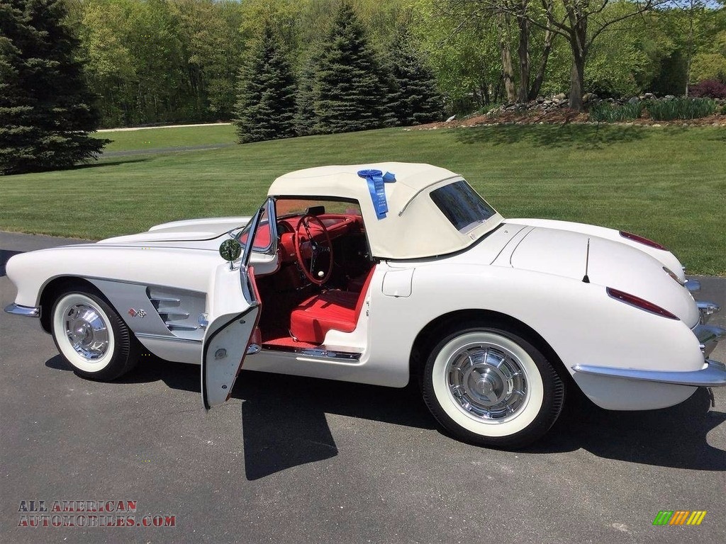 1960 Corvette Convertible Soft Top - Ermine White / Red photo #11