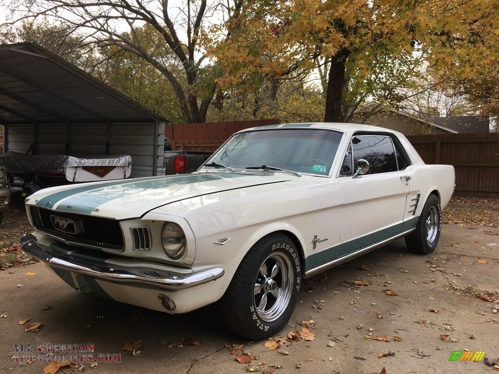 1966 Mustang Coupe - Wimbledon White / Turquoise photo #4